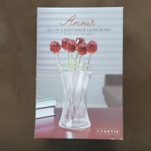 Set of 6 Handmade Glass Rosses